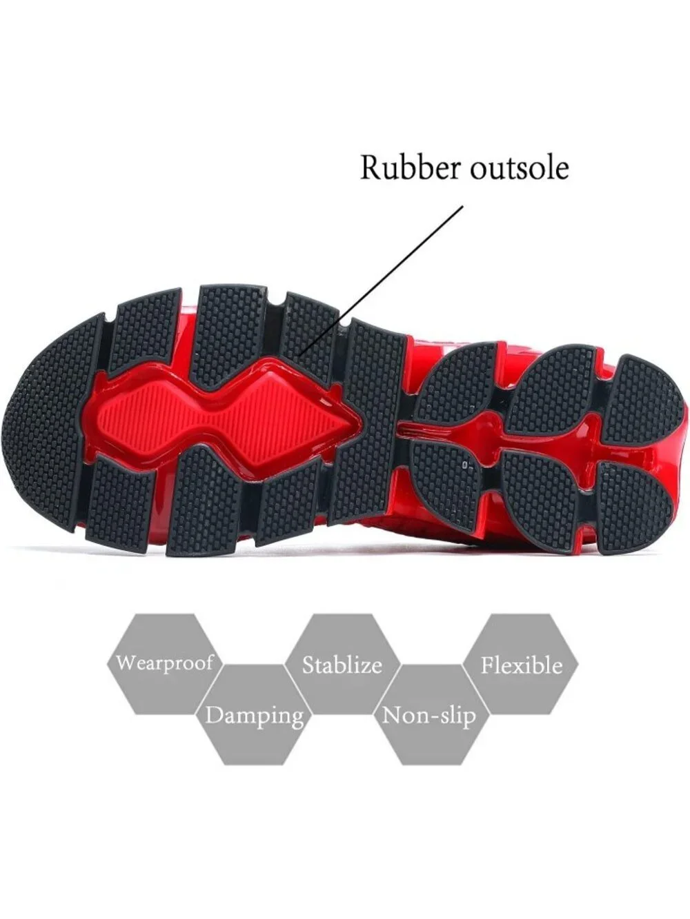 Women's Red Blade Mesh Comfort Non Slip Athletic Slip on Soft Sneaker Shoes